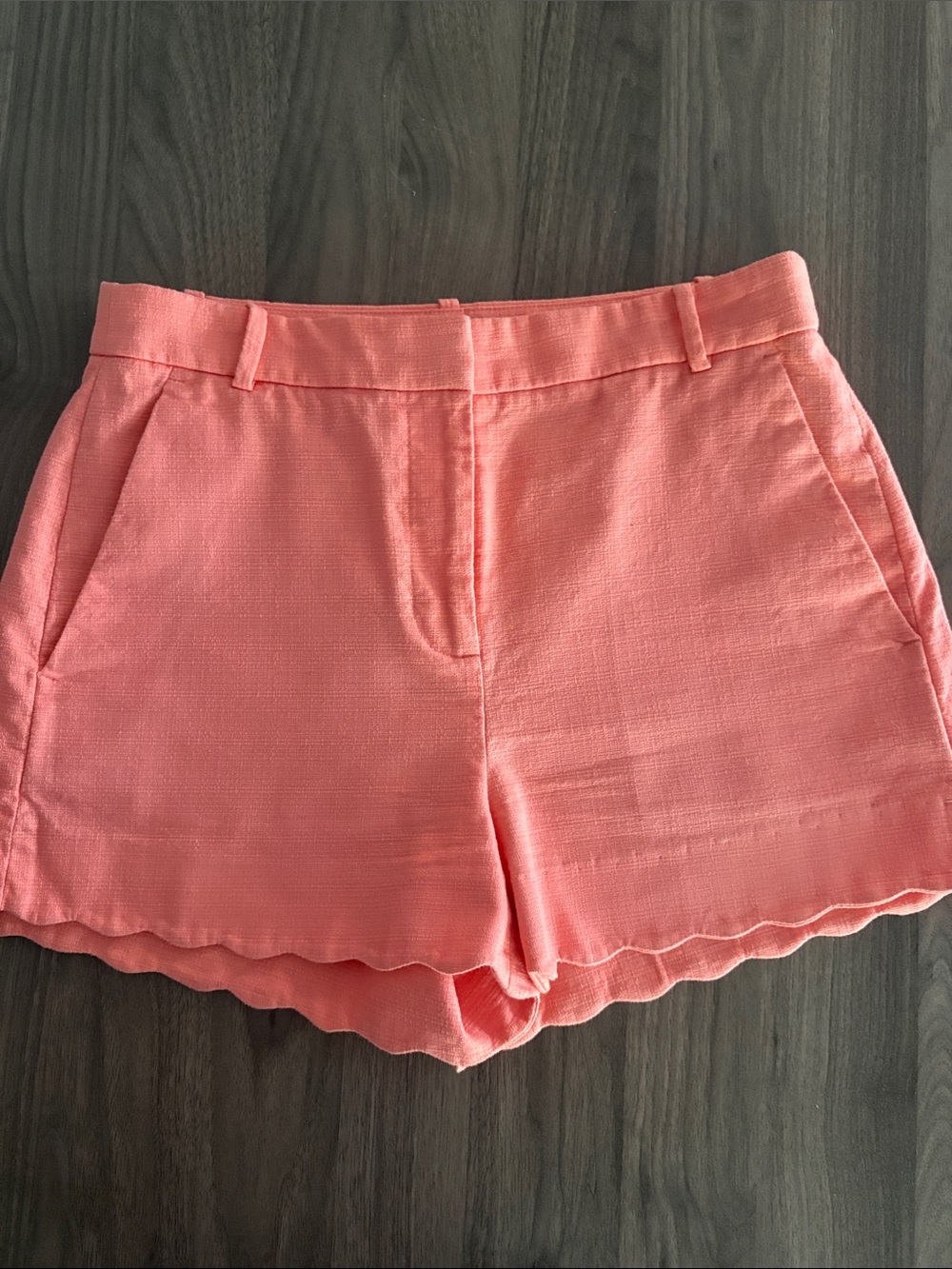 Women's Scallop Hem Coral Shorts | Cotton